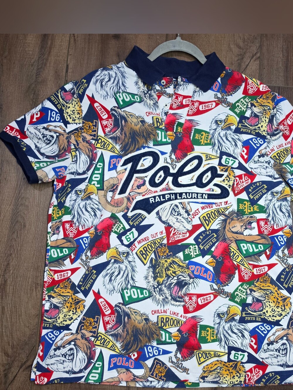 Polo Ralph Lauren XL All Over Animal Graphic Custom Slim Fit Polo Shirt